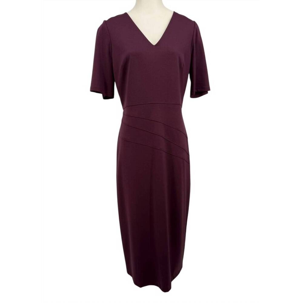 NEW BIGIO COLLECTION women's v-neck short sleeve midi dress in wine